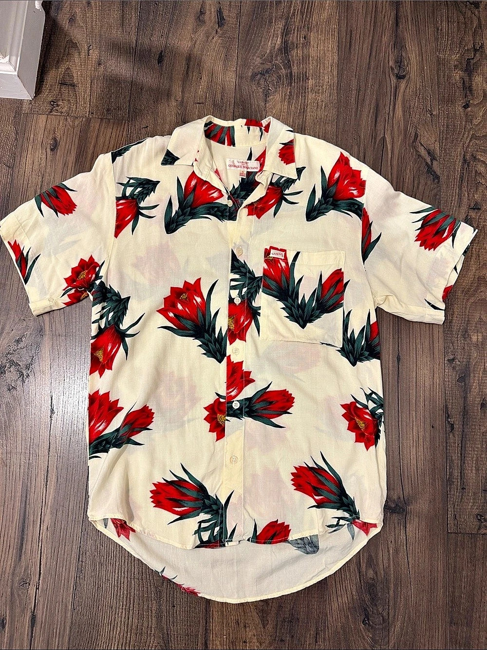 GUESS Georges Marciano Floral Button Down Shirt Size Small